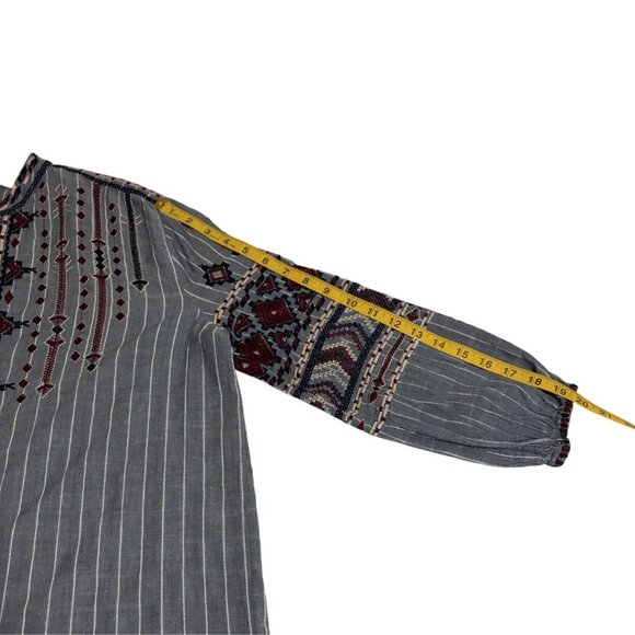 Johnny Was Womens Embroidered Boho Tunic Top Blue Red Long Sleeve Size M - Picture 10 of 10